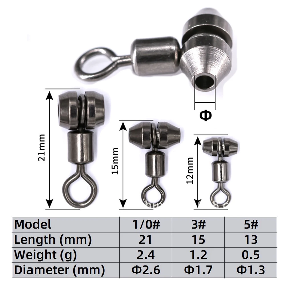 20 Stück Spin Fishing Supplies Red Whale Kugellagerwirbel Kupferkopfwirbel Küstenkarabiner für Angelzubehör – Detail 1