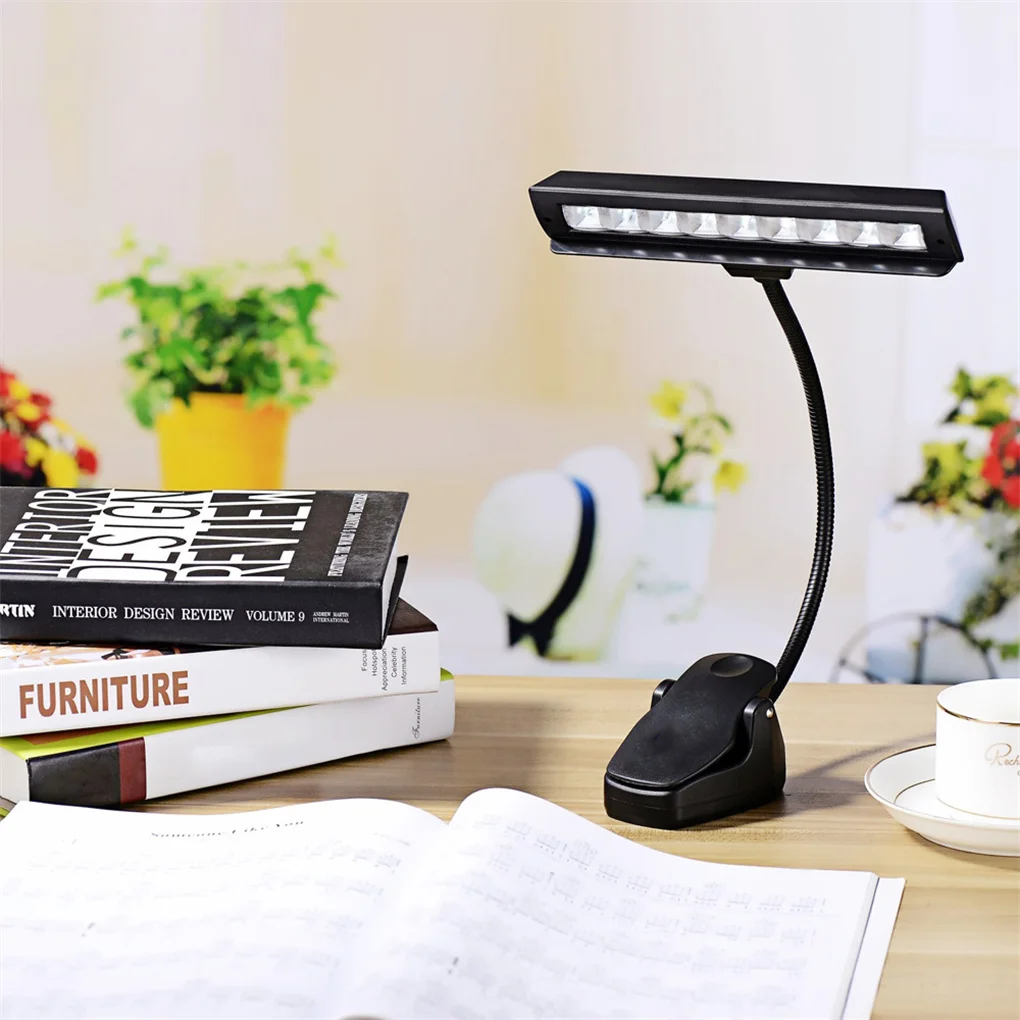 LED High Brightness Music Stand Light Clip-on Book Lamp with Flexible Neck Household Camping Lighting Kit Musician