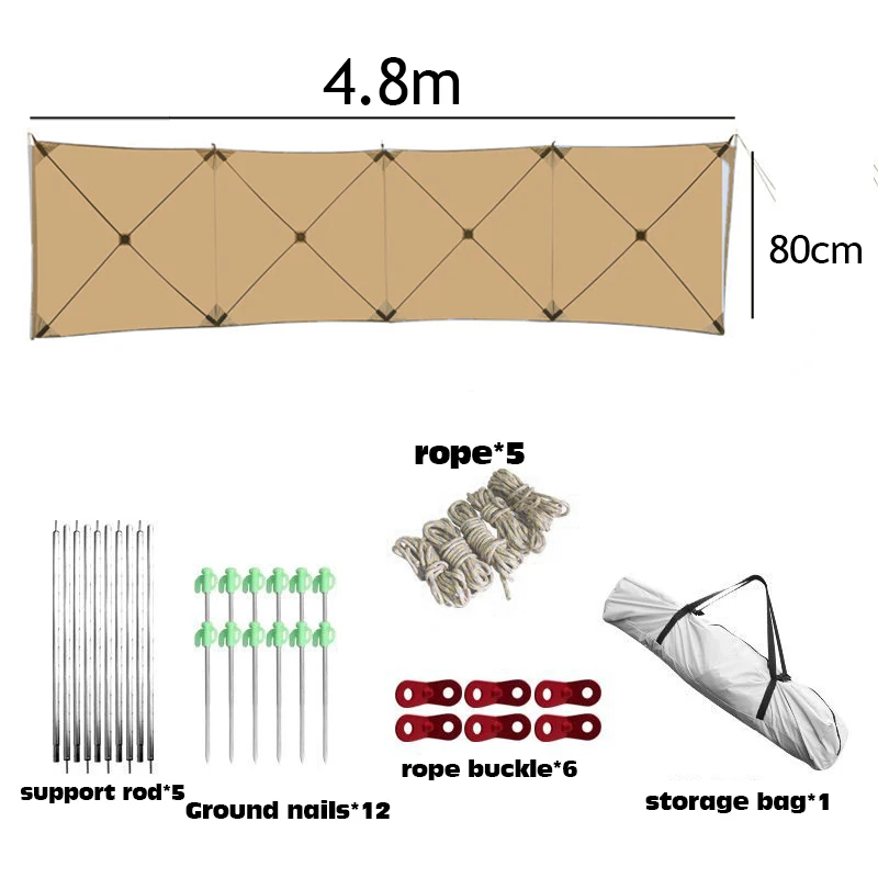 4.8M Folding Windproof Shield Gas Stove Burner Shelter Wind Break Wall Assembly Outdoor Camping Windscreen Hiking Picnic BBQ