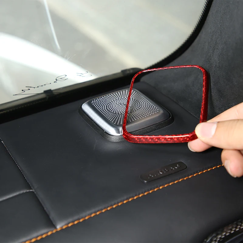 

For Mercedes-Benz G-Class W463 2019-2022 Car Dashboard Horn Mesh Frame Decorative Sticker Real Carbon Fiber interior Accessories