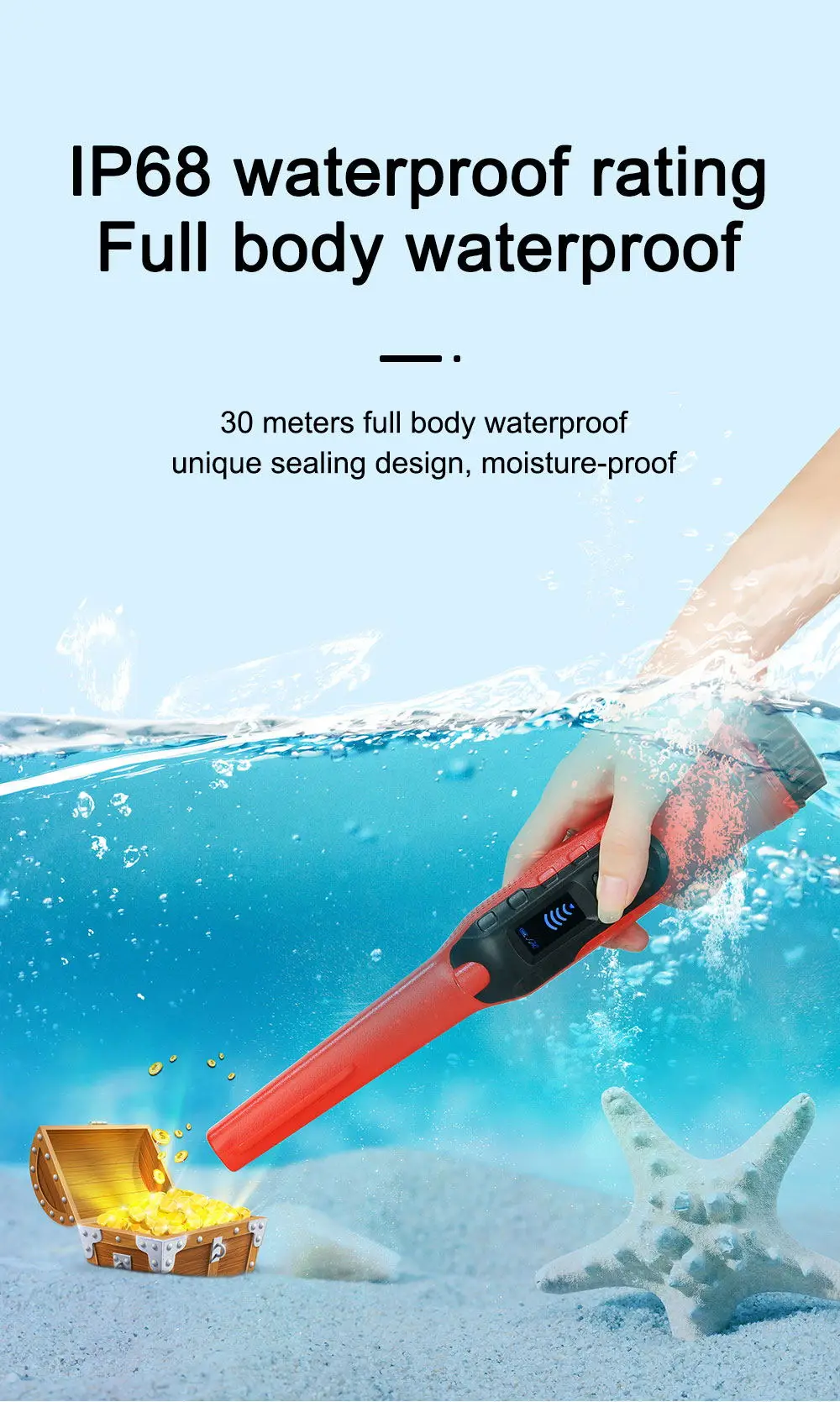 Metal Detector pointer Pinpoint Hand Held Metal Detector Positioning Rod Detector IP68 waterproof