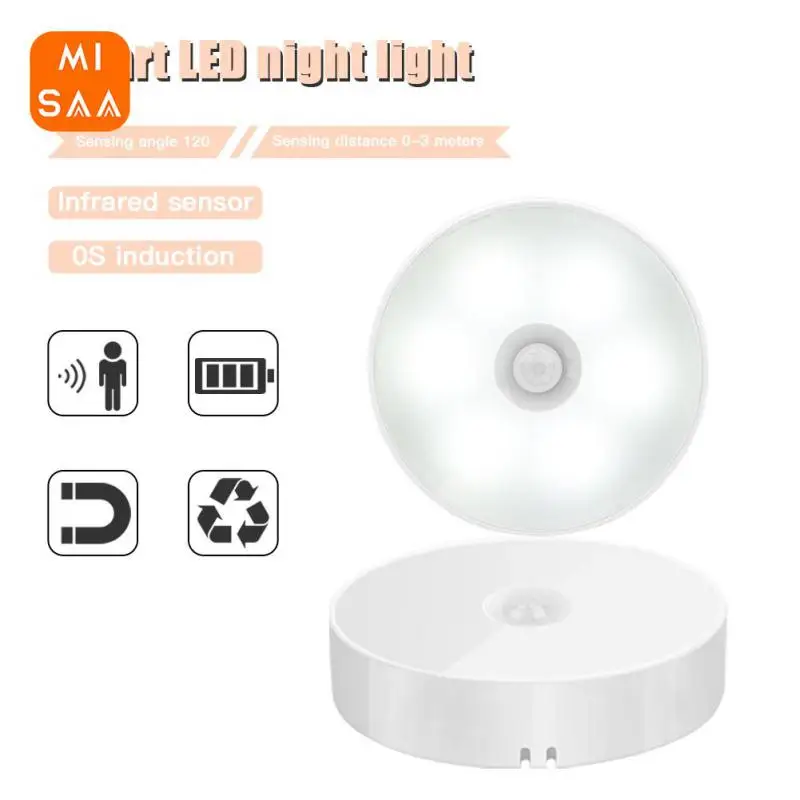 

Led Night Light Usb Rechargeable Motion Sensor Wall Lamp Intelligent Cabinet Light Home Bedroom Energy-saving