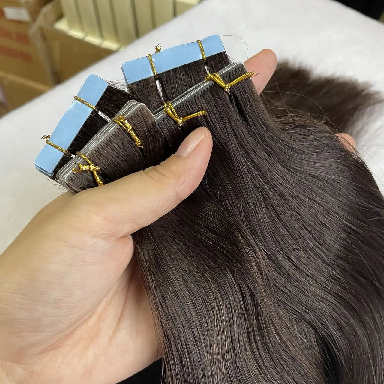 isheeny Seamless Inject Tape in Hair Extensions 12" 16" 20" 24" PU Skin Weft Tape Hair 10pcs/pack Natural Blonde Real Human