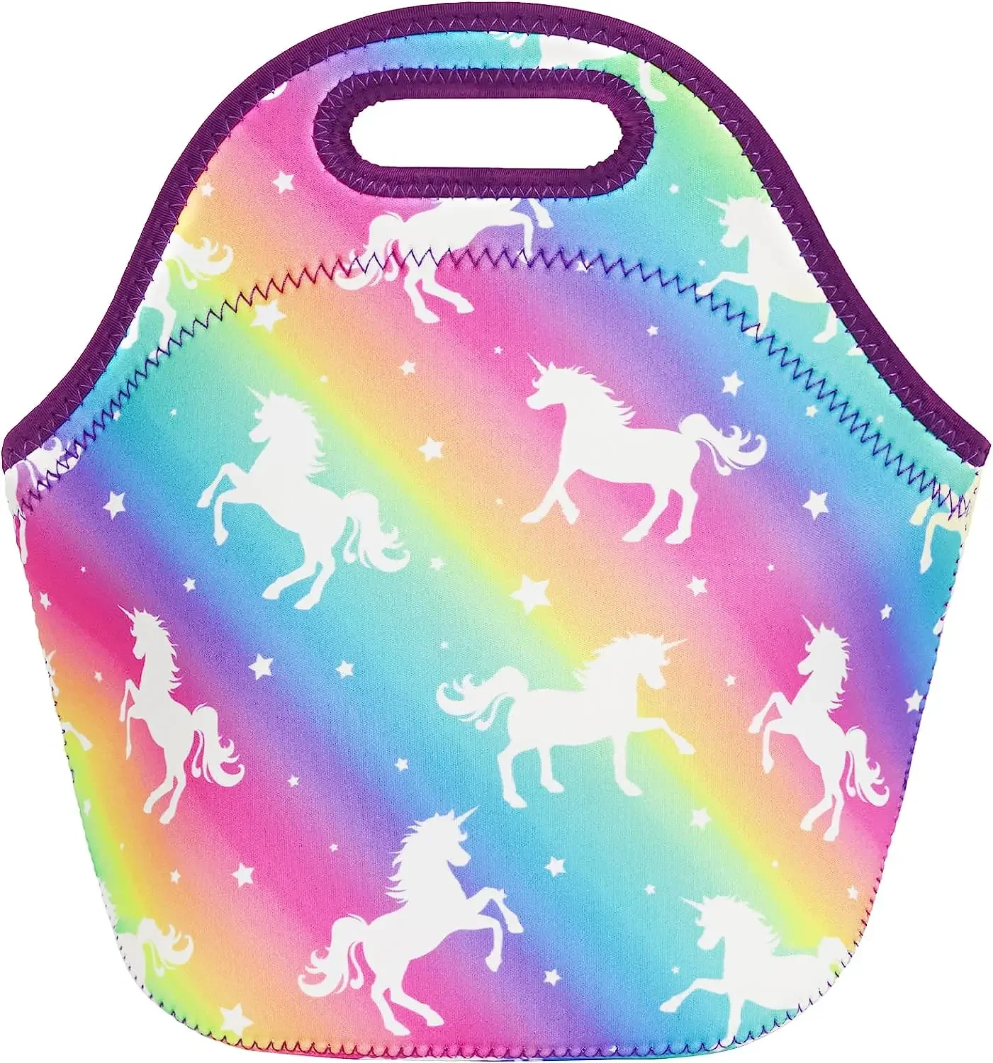 

Rainbow Unicorn Lunch Bag for Girls - Neoprene Insulated Kids Lunch Tote Bag for School Preschool Kindergarten Lunch Box