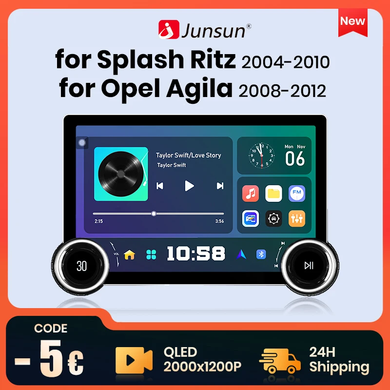 

Автомагнитола Junsun X8, 11,5 дюйма, 2K, 2000*1200, QLED, Android, для SUZUKI Splash Ritz 2004-2010