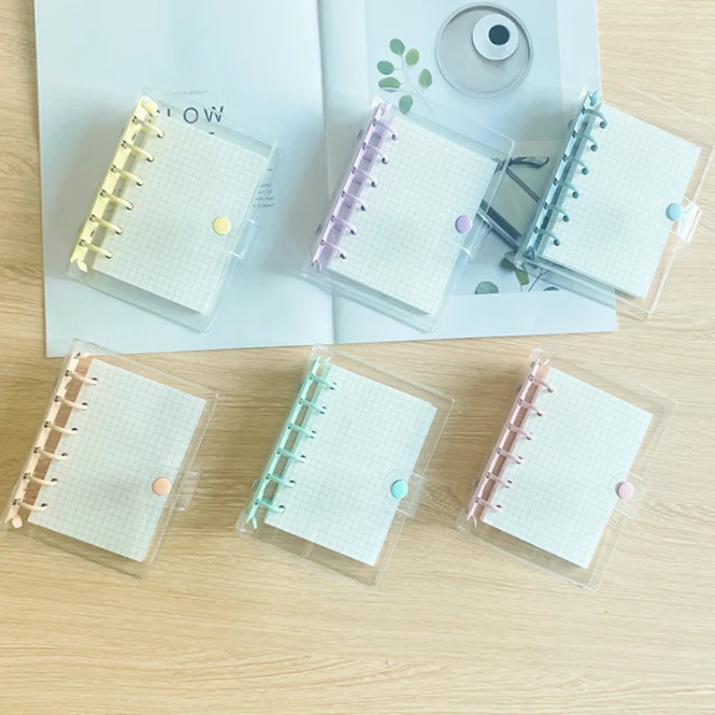 

Ins Style A7 Transparent Mini Notebook Loose Leaf Notebook Paper Planner 45 Sheets Inner Page Binder Stationery School Supplies