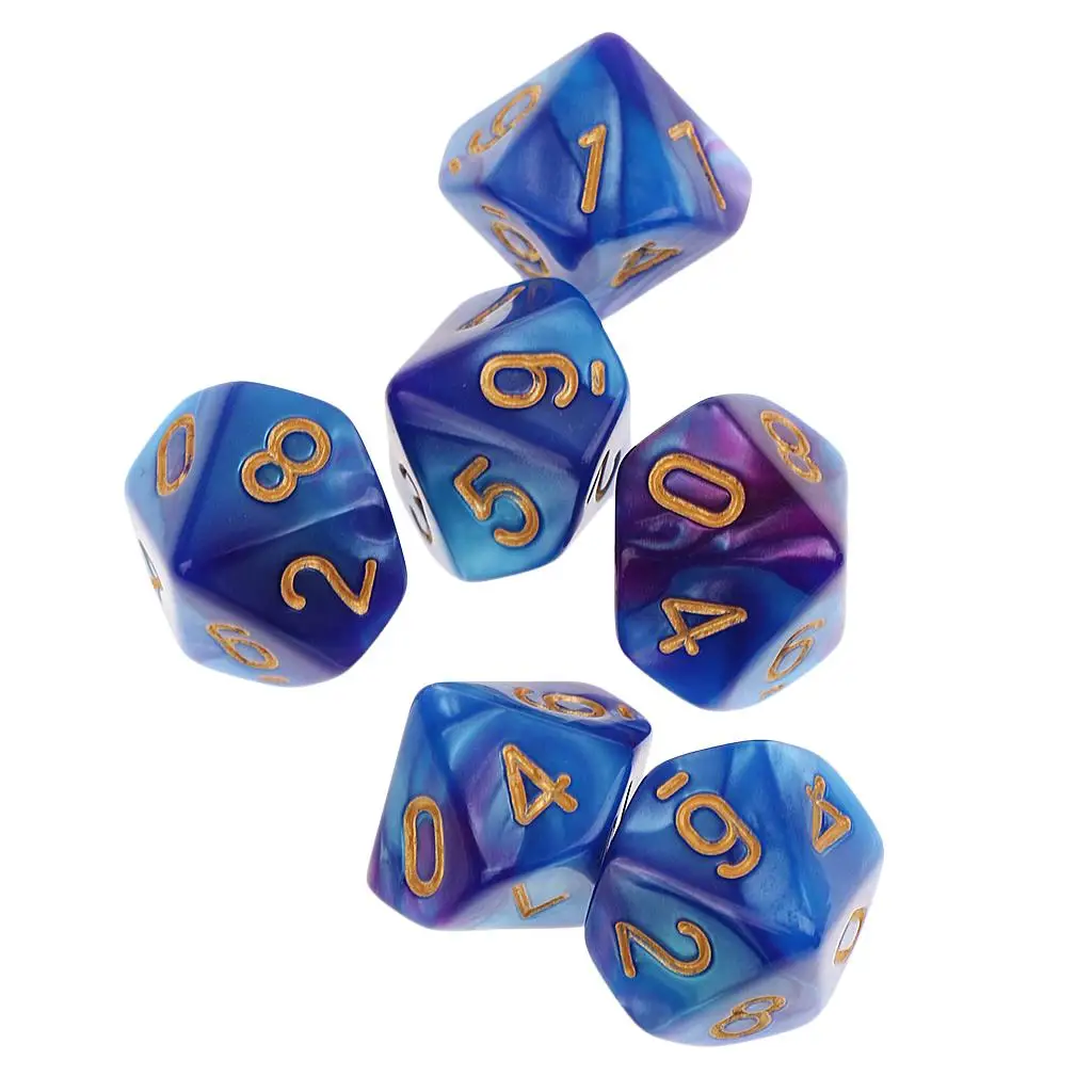 10pcs 10 Sided Dice D10 Polyhedral Dice for and Dragons Table Games