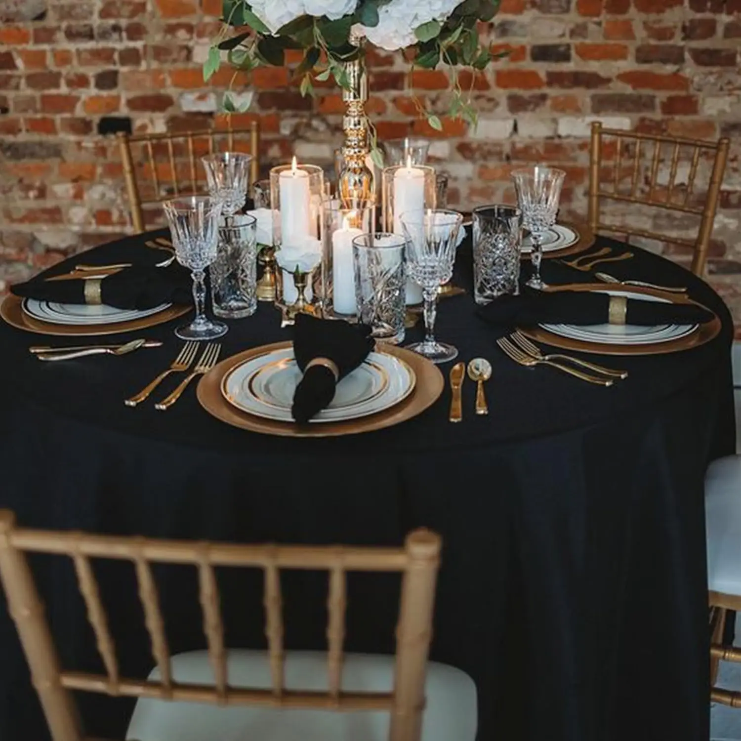 10 Pack Black Round Tablecloths, 120 Inch Stain Resistant and Wrinkle Round Table Clothes, Washable Polyester Table Clothes 2