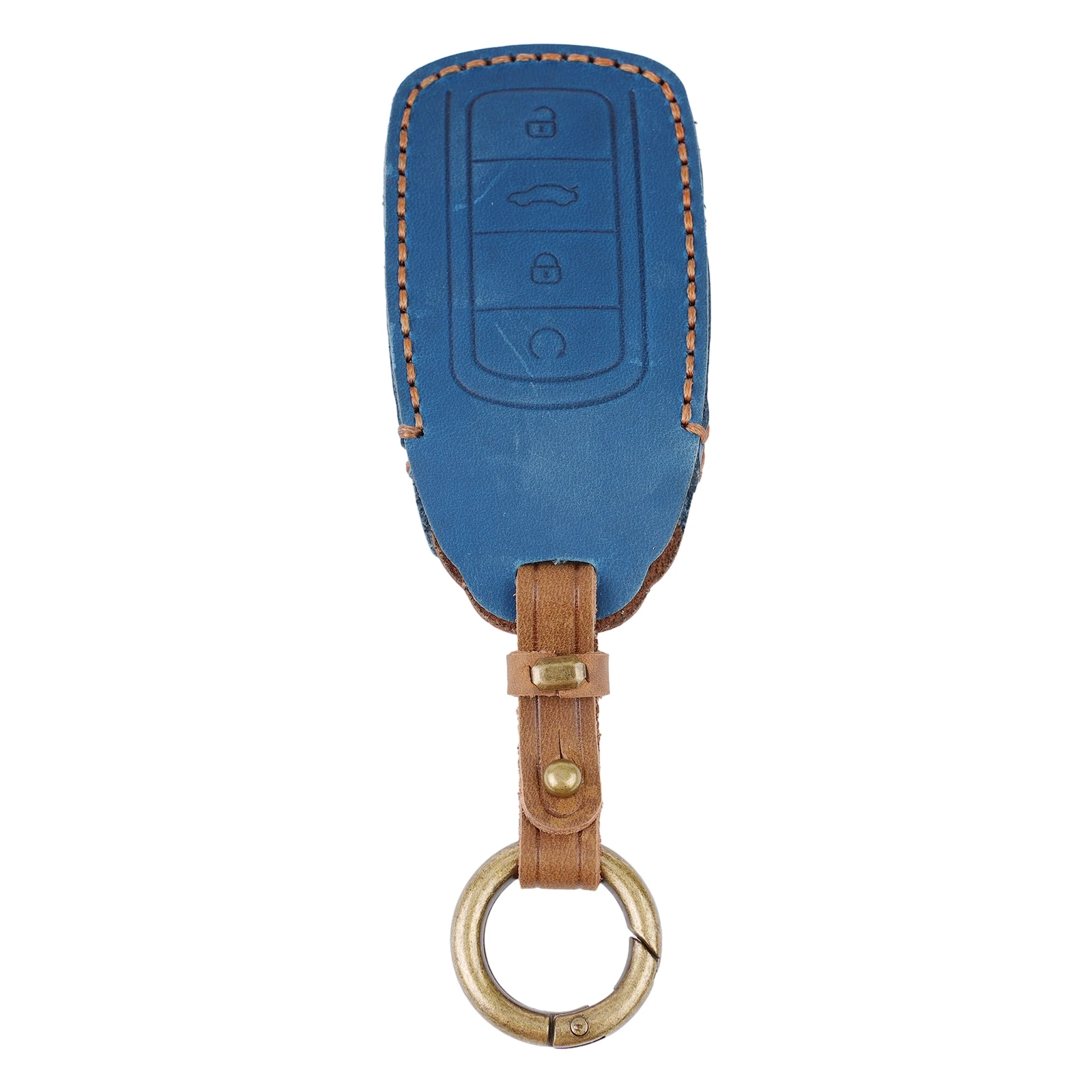 

Cover Car Key Fob Case 1pcs Anti-drop Bag Blue Car Accessories Decoration Durable Key Cover Leather High Quality