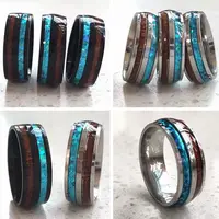 36Pcs/lot Wholesale Shell & Wood Inlay Stainless Steel Men Women Ring Fashion Jewelry Bulk Lots 1