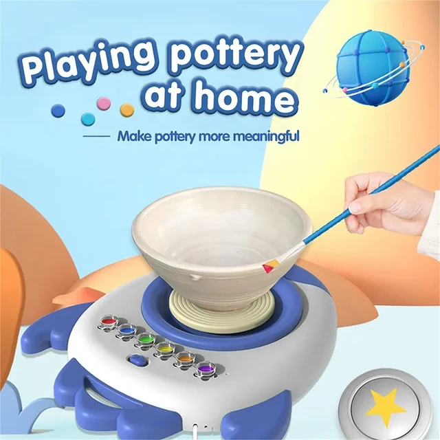 USB Electric Pottery Wheel Machine Mini Pottery Making Machine DIY Craft  Ceramic Clay Pottery Kit With Pigment Clay Kids Toy - AliExpress