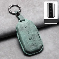 Premium Leather Car Key Case - Full Cover Protective Fob Holder (Style C)
