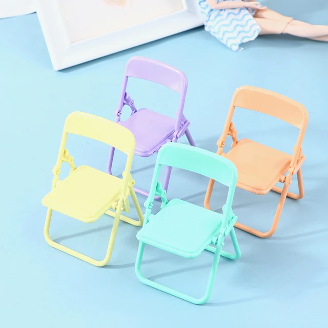 1Pc Mini Chair 1:12 Dollhouse Miniature Chair Plastic Armchair Folding Chair Simulation Furniture Doll House Decor Accessories 2