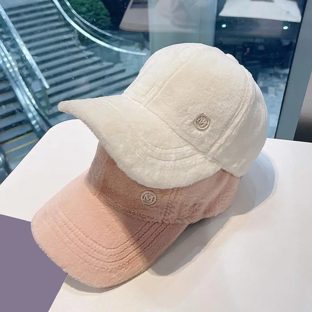 

Ponytail Hole Women Peaked Cap Adjustable Hip-hop Style Baseball Hat Cool Letter M Winter Baseball Cap for Daily Wear