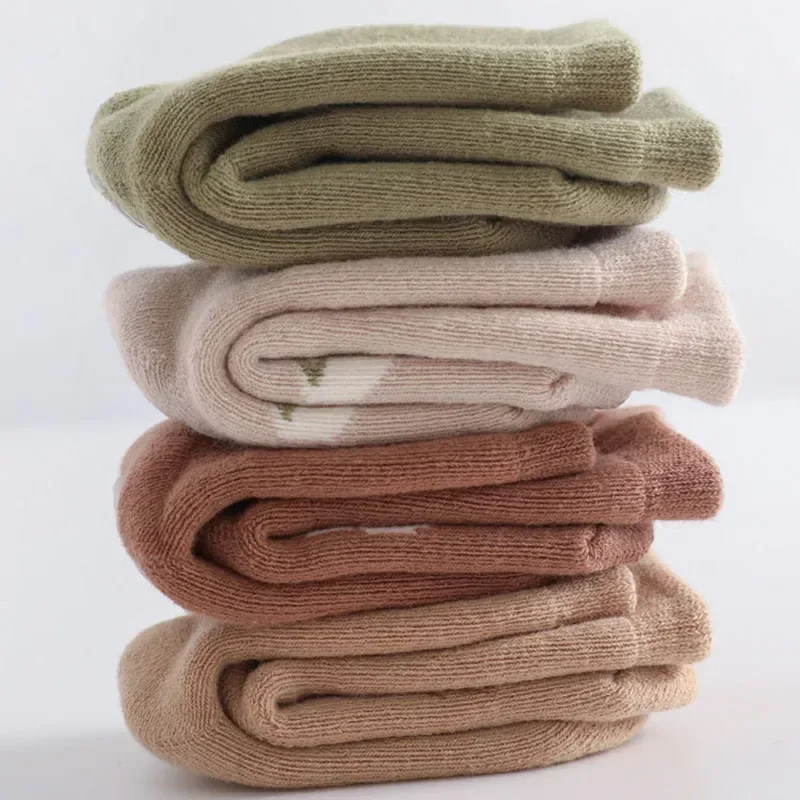 Description Picture 6 of item2025 New Baby Toddler Anti-SlipThermal Socks Mid Calf Indoor Cartoon Grip Silicone Soles Non Skid First Walker Winter Warm