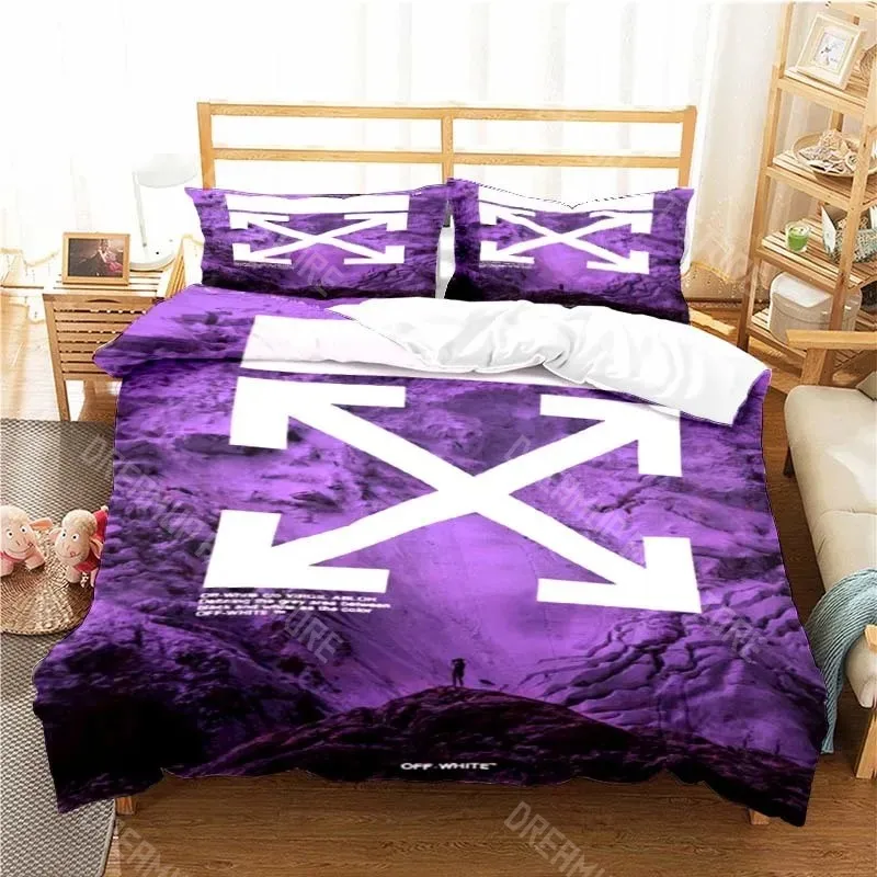 3D Print Fashion Off Logo White Bedding Set Boys Girl Twin Queen King Size Duvet Cover Pillowcase Bed boys Adult Home Textiles 4