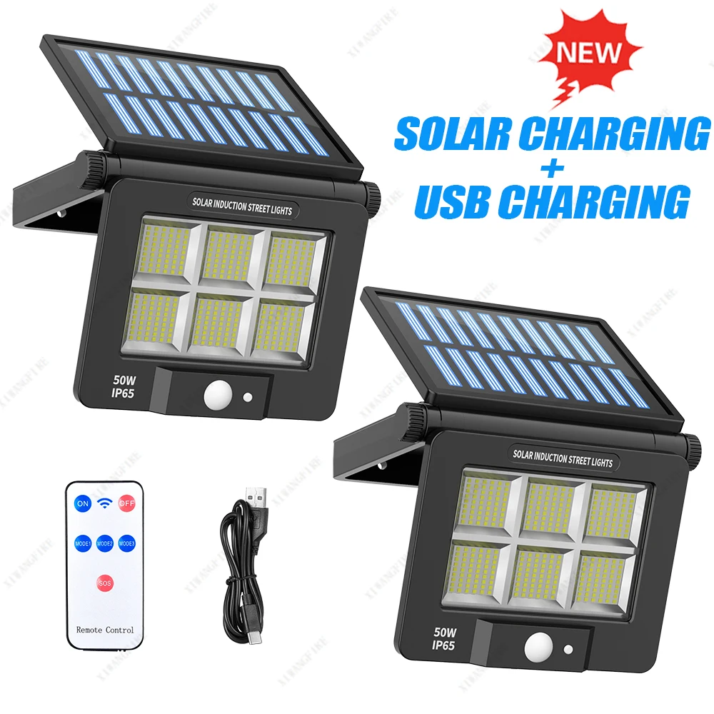New LED Solar Light Outdoor Waterproof with Motion Sensor Floodlight Remote Control 3 Modes Patio Garage Backyard Solar Lamp solar lamp