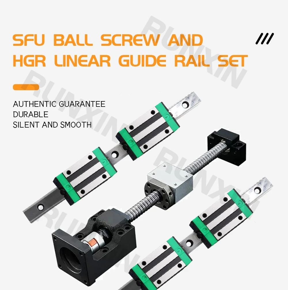 Description Picture 2 of itemRXTNC Ball Screw Kit SFU1610+HGR20 linear guide Kit with 4pcs HGH20CA HGW20CC Slider Blocks L1050-1400mm+HM12-57 For CNC Part