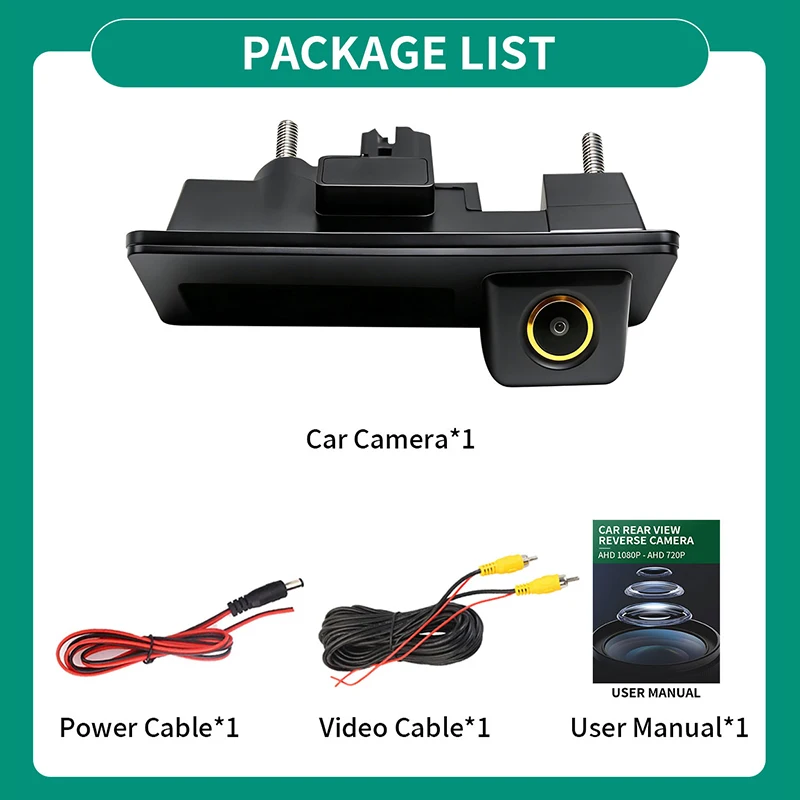 폭스바겐 골프, 파사트 B7, B6, 티구안, 제타 MK6, 아우디 A3, A4, A5, Q5, A6, B6용 AHD 1080P 차량 후방 트렁크 손잡이 카메라