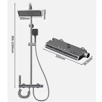 ชุดฝักบัวดิจิตอลอัจฉริยะ พร้อมระบบไฟ Ambient Light แบบฝนตก ระบบห้องน้ำครบชุด ก๊อกผสมน้ำร้อนน้ำเย็นแบบดิจิตอล ฝักบัวฉีดชำระ 6