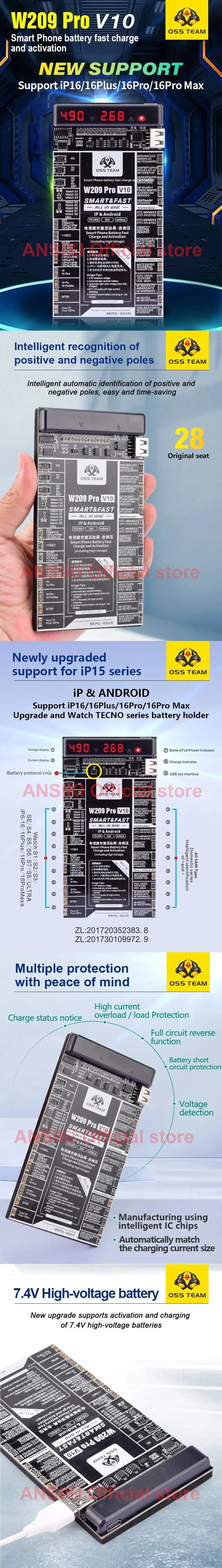 OSS W209 Pro V10 Battery Activation Board 5-9V adaptive voltage for IP6-16P and