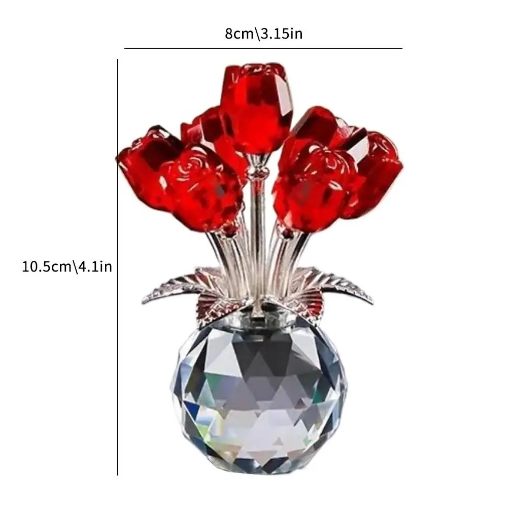 Elegant Crystal Gemstone Rose Bouquet Ornament - Vibrant Decorative Gift