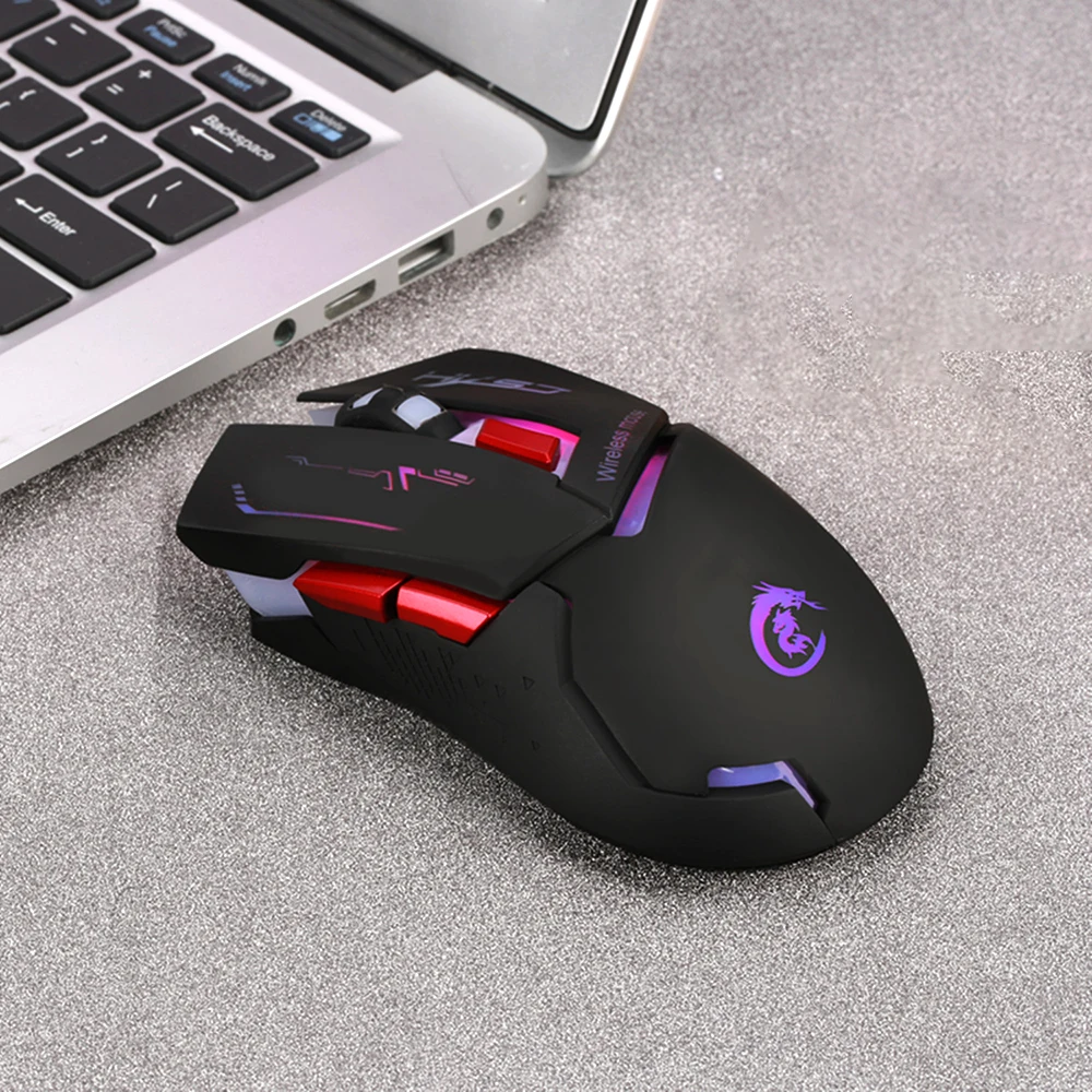 best wireless mouse HXSJ X30 2.4G Wireless Rechargeable Mouse Ergonomic Mouse 3 Adjustable DPI Colorful Breathing Light Plug and Play Black white computer mouse