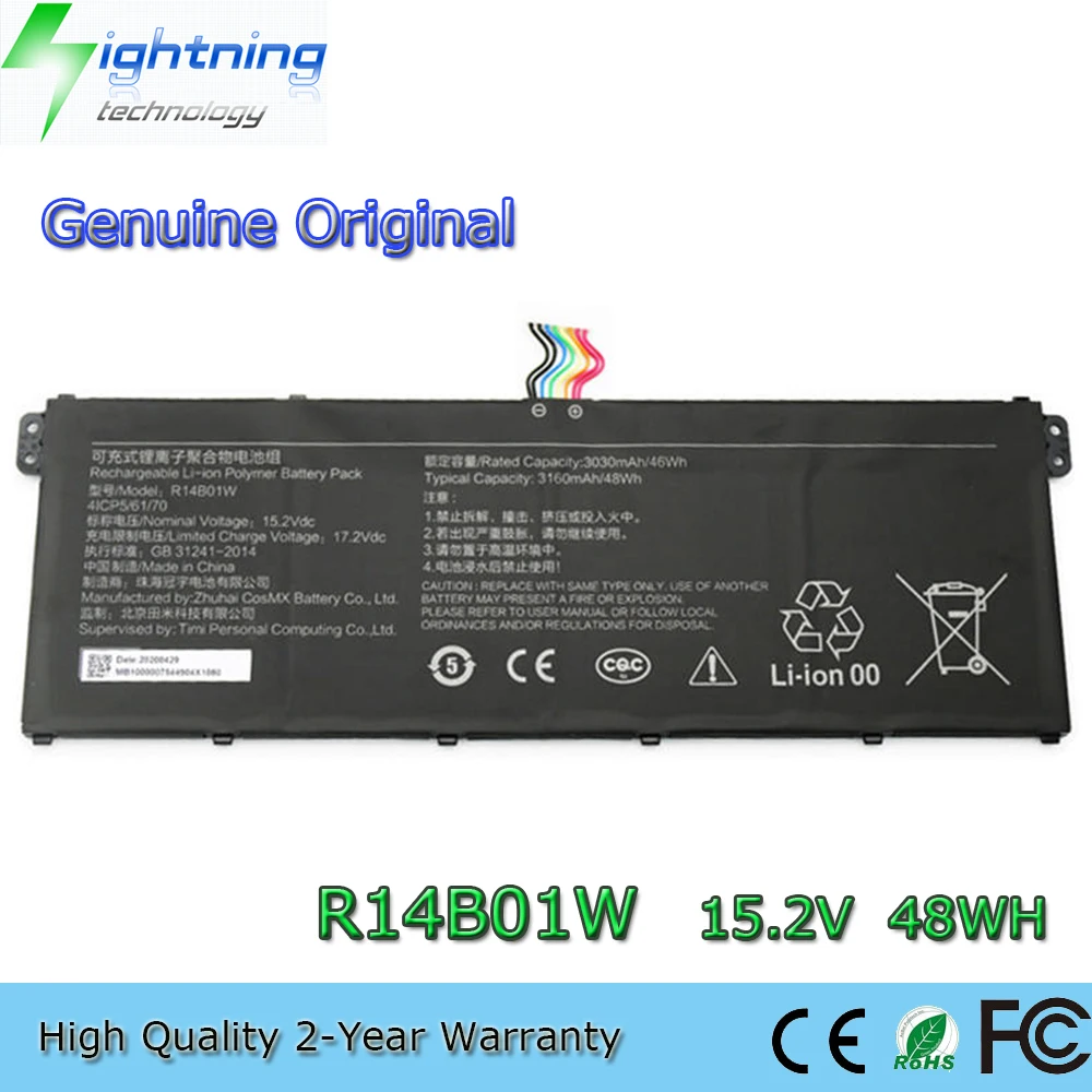 

New Genuine Original R14B01W 15.2V 48Wh Laptop Battery for MI Redmi Book 14 inch XMA1901-DG AA AG 4ICP5/6/70