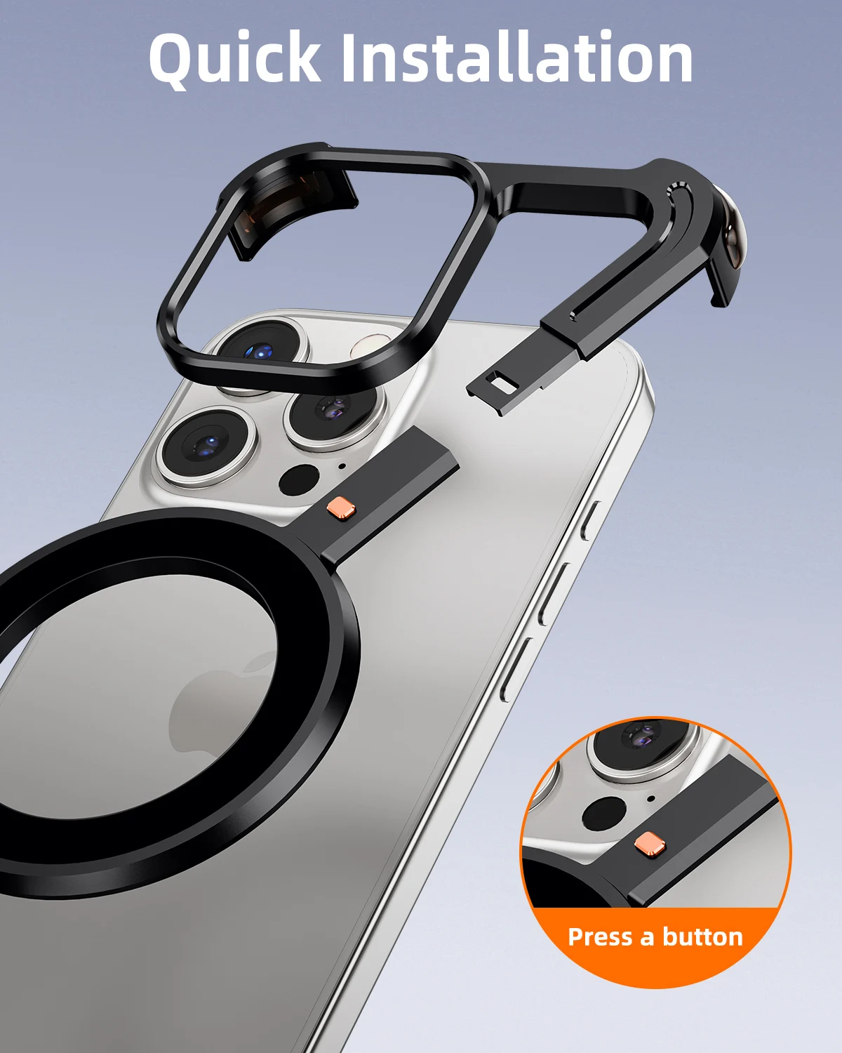 Eary Aluminum Alloy Z-Shape Phone Case for iPhone 16 Pro Max Metal Frameless Magnetic Bumper Minimalist Slim Protective Cover