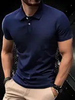 T-shirt d'été pour homme à manches courtes, col boutonné, coupe classique, décontracté, style polo, pull-over, couleur unie, léger, pour l'extérieur 4