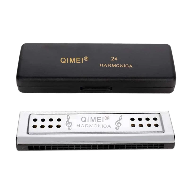 QIMEI Polyphony Harmonica 24 Hole Key Of C Professional Playing