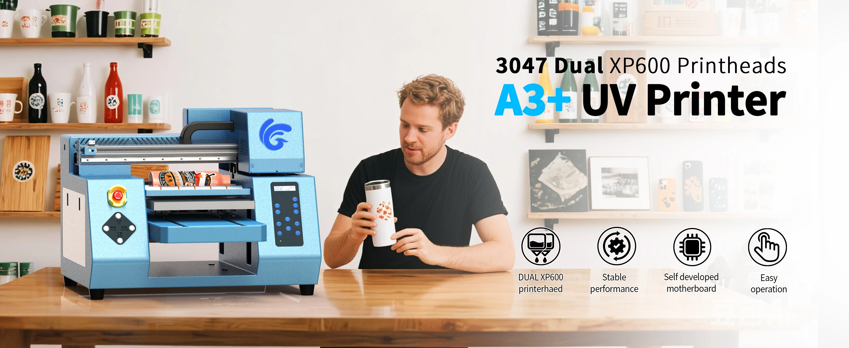 A3 UV DTF Printer For Epson XP600 Printer head A3 UV Printer for Acrylic Bottle Glass With Laminator machine uv sticker printer