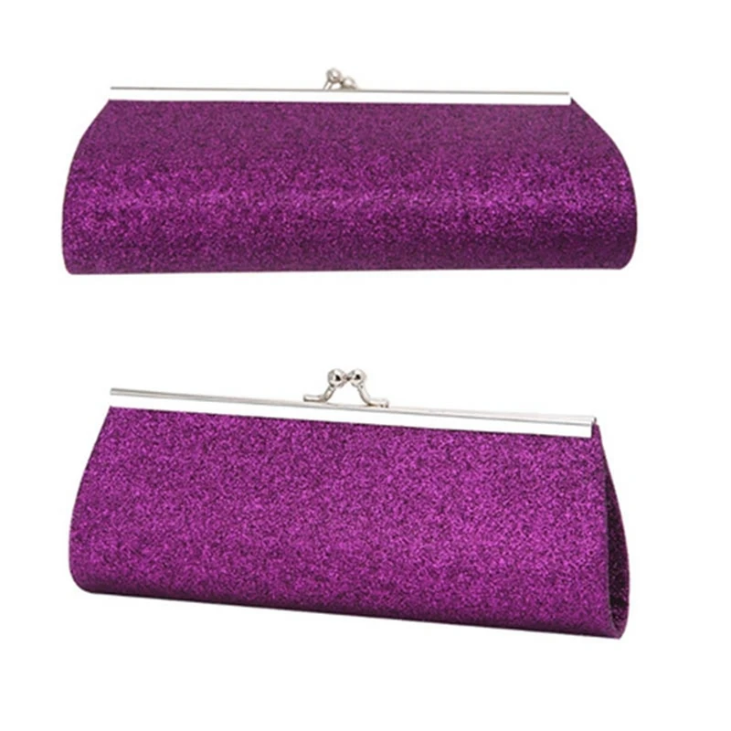 

DOME 2X Women Glitter Clutch Purse Evening Party Wedding Banquet Handbag Shoulder Bag (Purple)