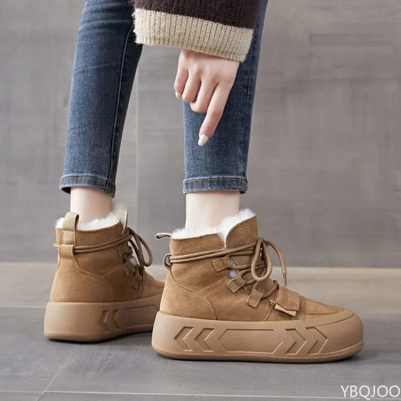 Thick soled snow boots women new winter fashionable versatile casual comfortable warm minimalist women's cotton shoes