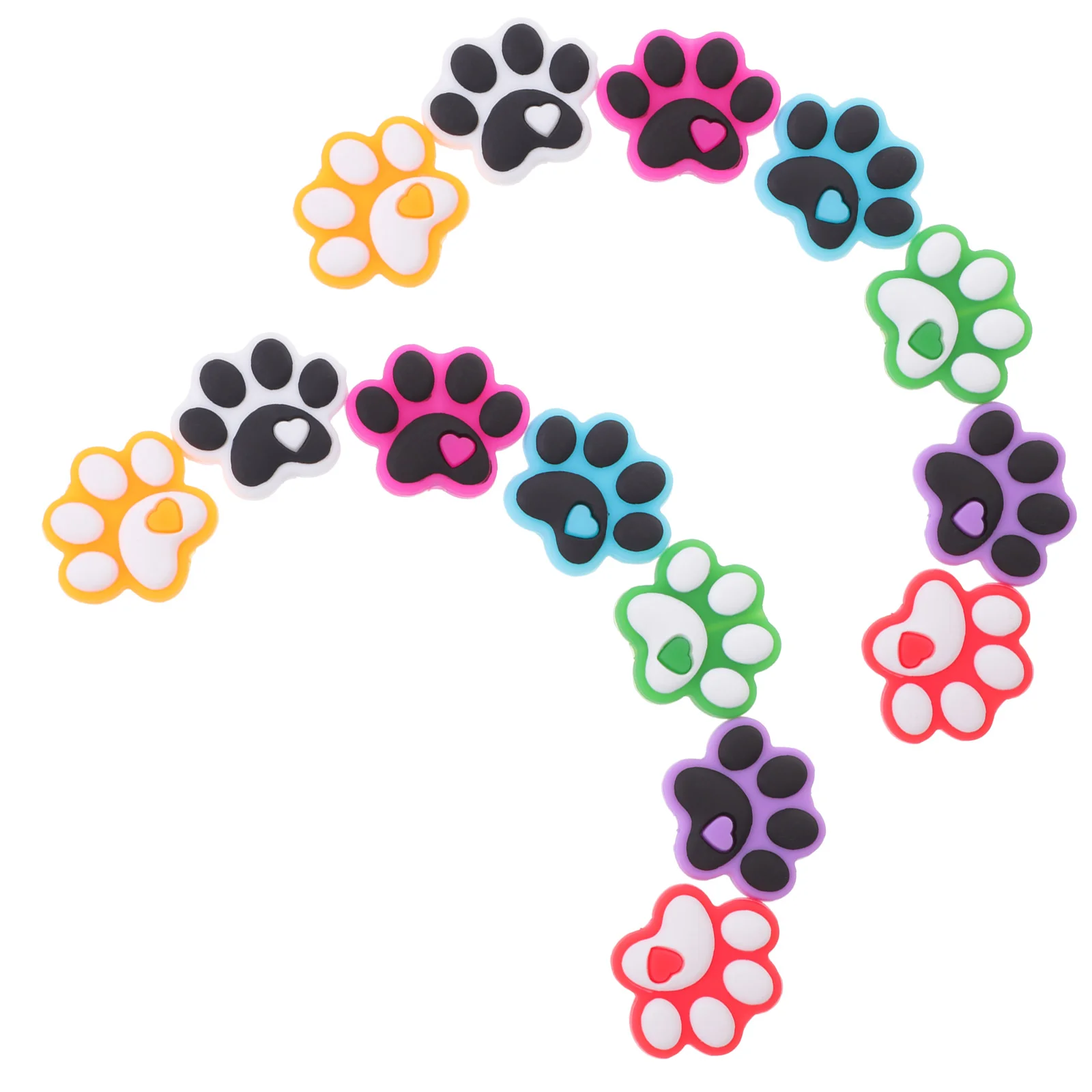 

14 Pcs Dog Paw Silicone Beads Pen Keychain Making DIY Bracelet Silica Gel Infant