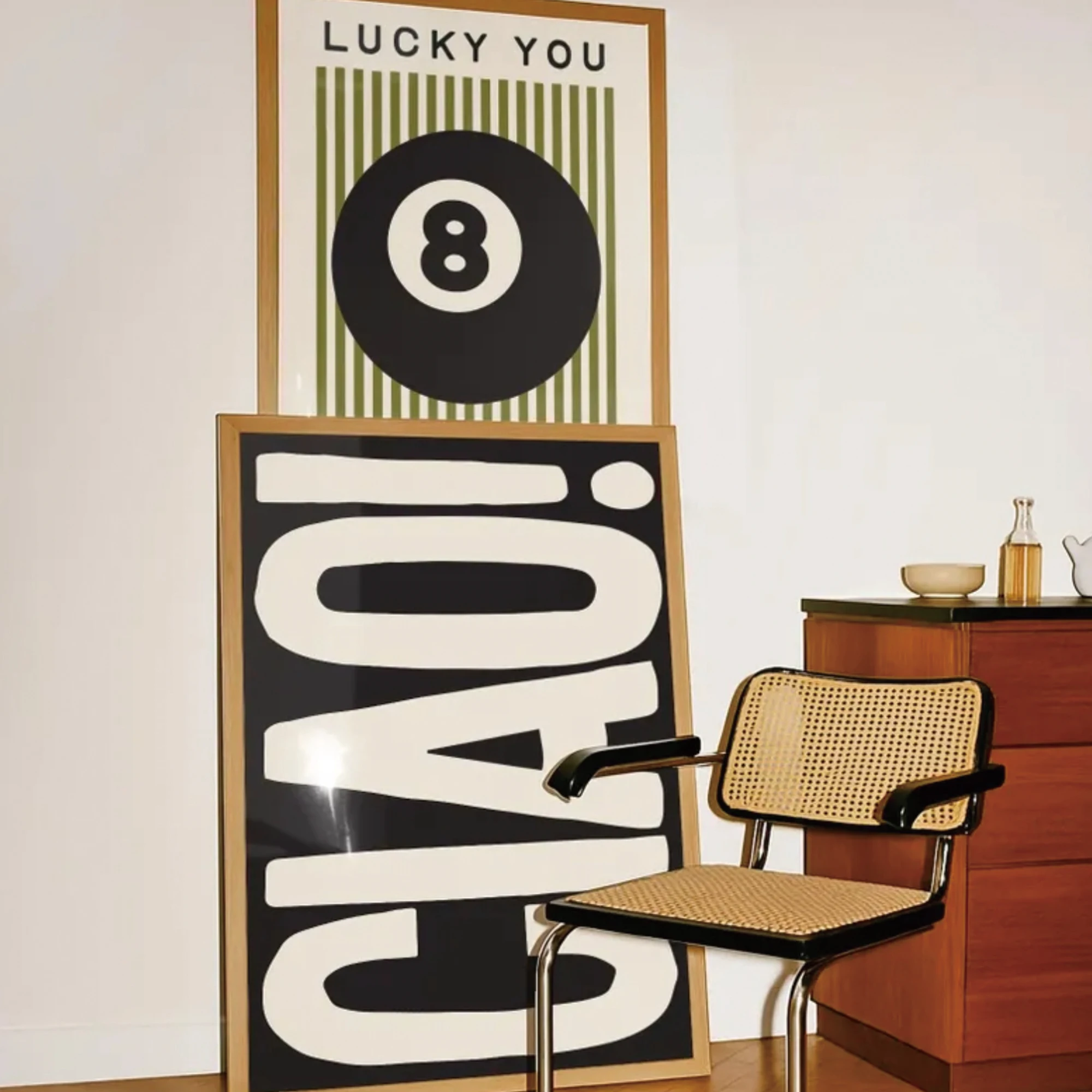 3er-Set Trendige 8-Ball Lucky You Lucky Me Matchbox Ciao Wandkunst Leinwanddruck Poster Bild für Wohnzimmer Heimdekoration – Detail 5