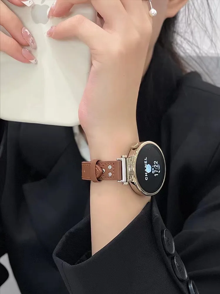 

Strap for Samsung Galaxy watch5 40/44 pro 45mm Leather Band for Samsung Galaxy Watch 20mm Gear S2 Classic 22mm Huawei watch gt