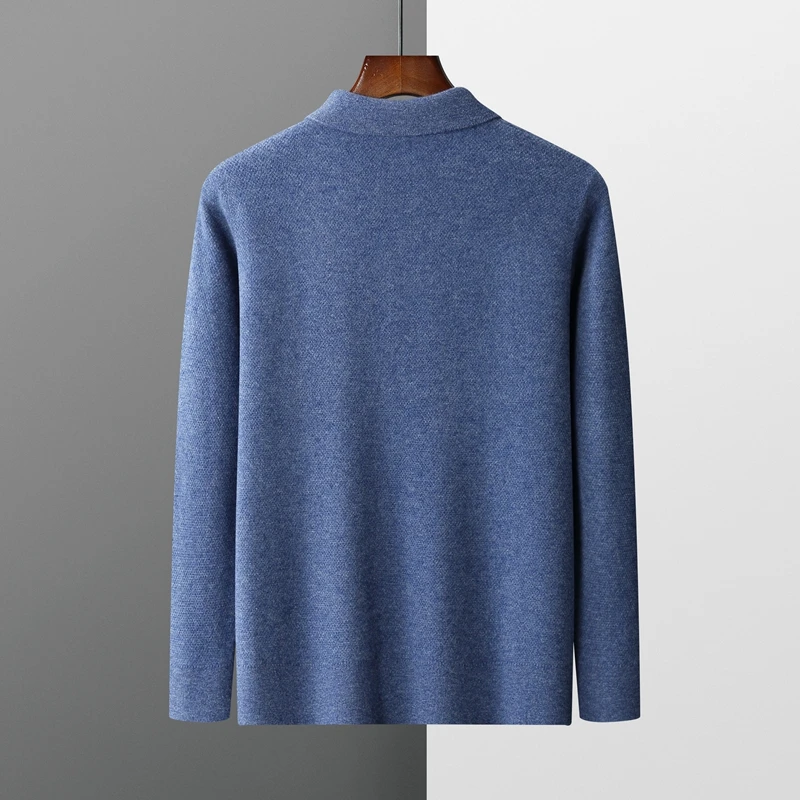 DjzDsm Men's 100% Pure Cashmere Top POLO Collar Half Button Design Cardigan Loose Warm Cashmere Sweater Autumn/Winter New 2