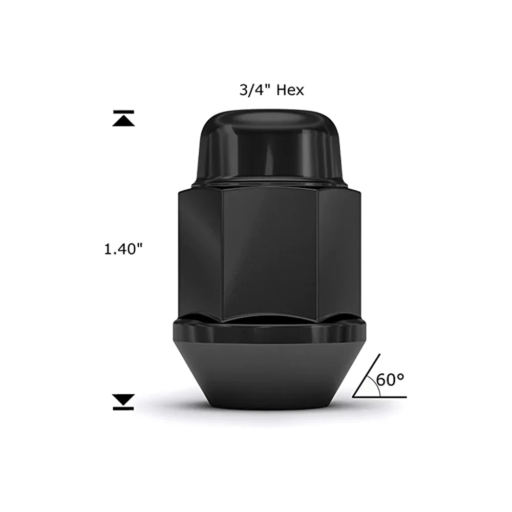 クロムラグナット - 12x1.5 クローズドエンドバルジドングリラグナット - コーンシート - 19mm 六角ホイールラグナット 2009-2019 Ford Escape、2012-2019 Fo 20 個ブラックホイールナットクローズドエンドバルジドングリ