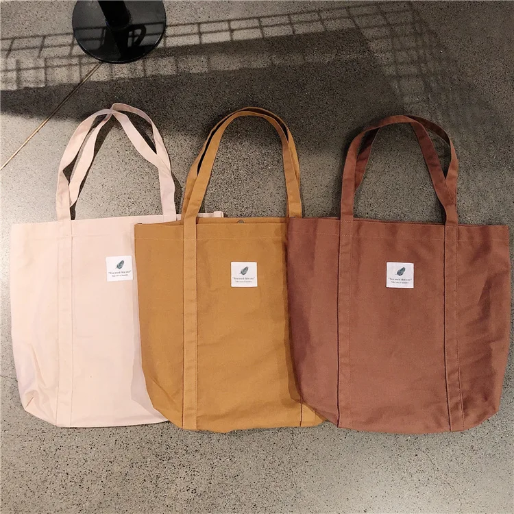 Women's Bag Cotton Canvas Shoulder Handbag Eco Fabric Handbag Solid School Books Tote Bag Portable Shopping Bag Sac À Main Femme