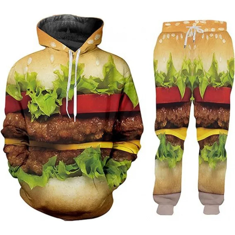 Men's 3D Print Hoodies Pants Sets Outdoor Fashion Tracksuit