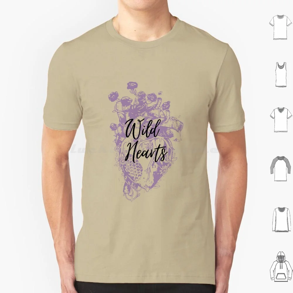 Maglietta Wild Hearts Uomo Donna Bambini 6Xl Cuore Natura Lettering Viola Lilla Nero