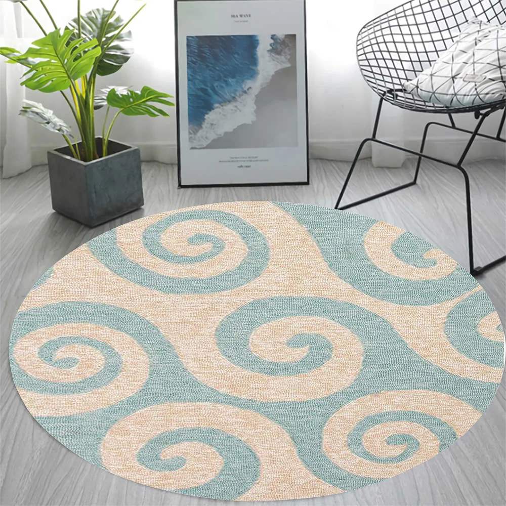 

CLOOCL Flannel Round Carpet Spiral Pattern 3D Print Living Room Computer Table Floor Mat Bedroom Room Bedside Blanket Rug