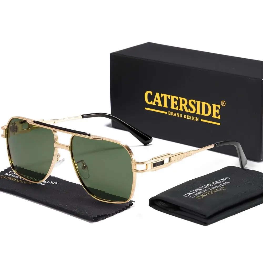 CATERSIDE Retro Herren Polarisierte Sonnenbrille Großen Rahmen Quadratische Personalisierte Sonnenbrille Frauen Reisen Business Geschenk Brillen UV400 – Detail 14