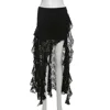 BKLD 2024 Autumn New Women Clothing Black Skirts Sexy High Waist Lace Ruffles Patchwork Irregular Y2k Skirts Party Clubwear 3