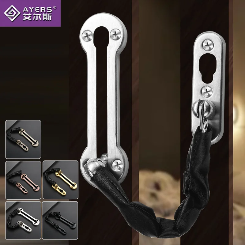 Large stainless steel anti-theft chain thickened leather sleeve chain door entrance door hotel door bolt