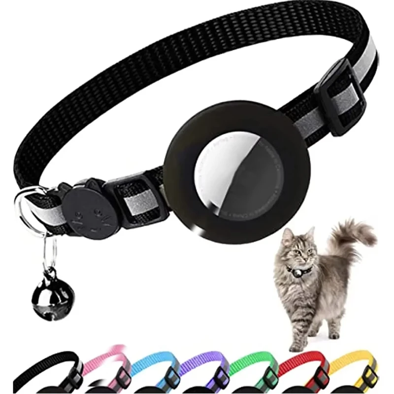 1Pcs Pet Airtag Cat Collar Breakaway, Reflective Kitten Collar with Apple Air Tag Holder and Bell for Girl Boy Cats, 0.4 Inches 1Pcs Pet Airtag Cat Collar Breakaway, Reflective Kitten Collar with Apple Air Tag Holder and Bell for Girl Boy Cats, 0.4 Inches