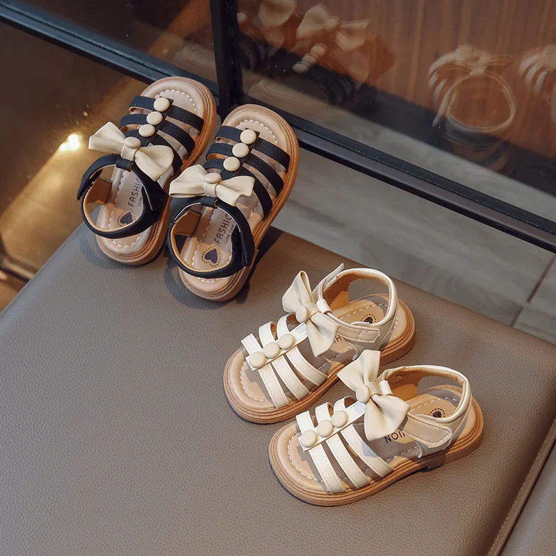 

2023 Summer New Children's Shoes Wholesale Girls Korean Version Solid Color Bow Princess Sandals Toddler Kids for Baby Sandals