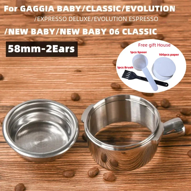 Portafiltro 58Mm Testa Portafiltro Senza Fondo Per Gaggia Classic/Baby/Espresso Deluxe/Evolution Espresso/New Baby Coffee Maker