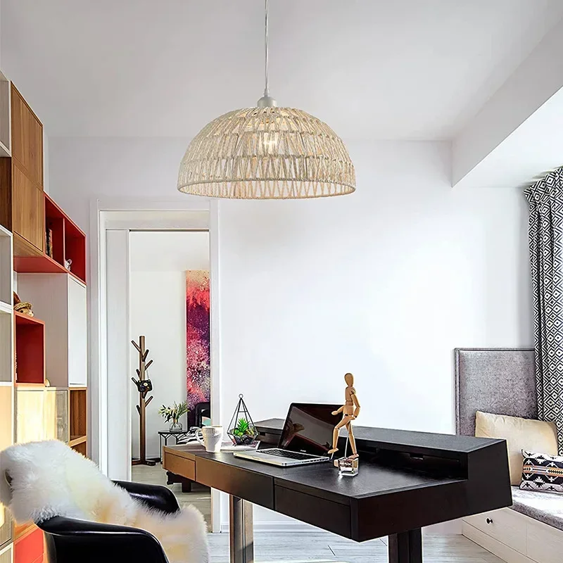 Japanese-style Hemp Rope Chandelier Pendant Light For Homestay Pastoral Restaurant Tea Room Bar Bedroom Livingroom